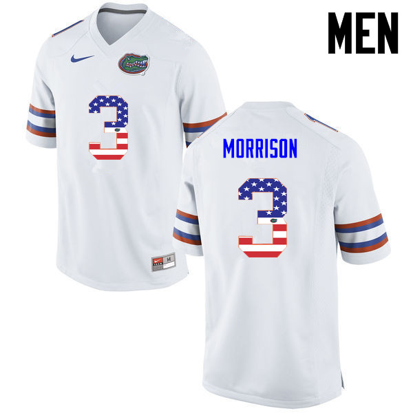 Men Florida Gators #3 Antonio Morrison College Football USA Flag Fashion Jerseys-White - Click Image to Close